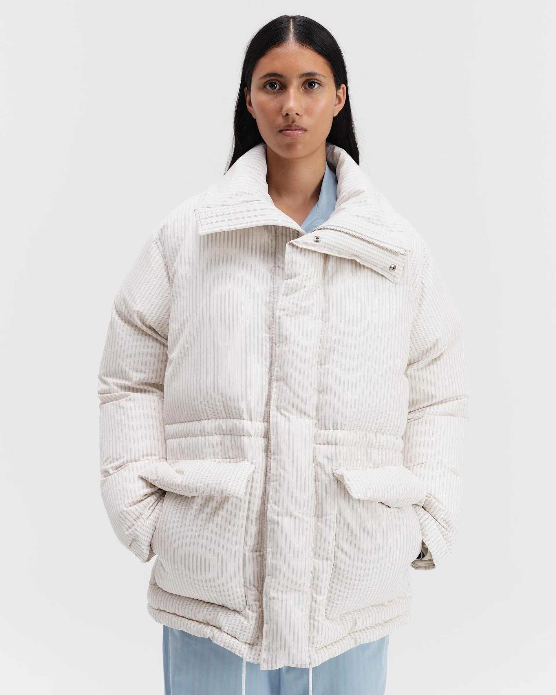 Tekla Fabrics Down Jacket – Snow Stripes