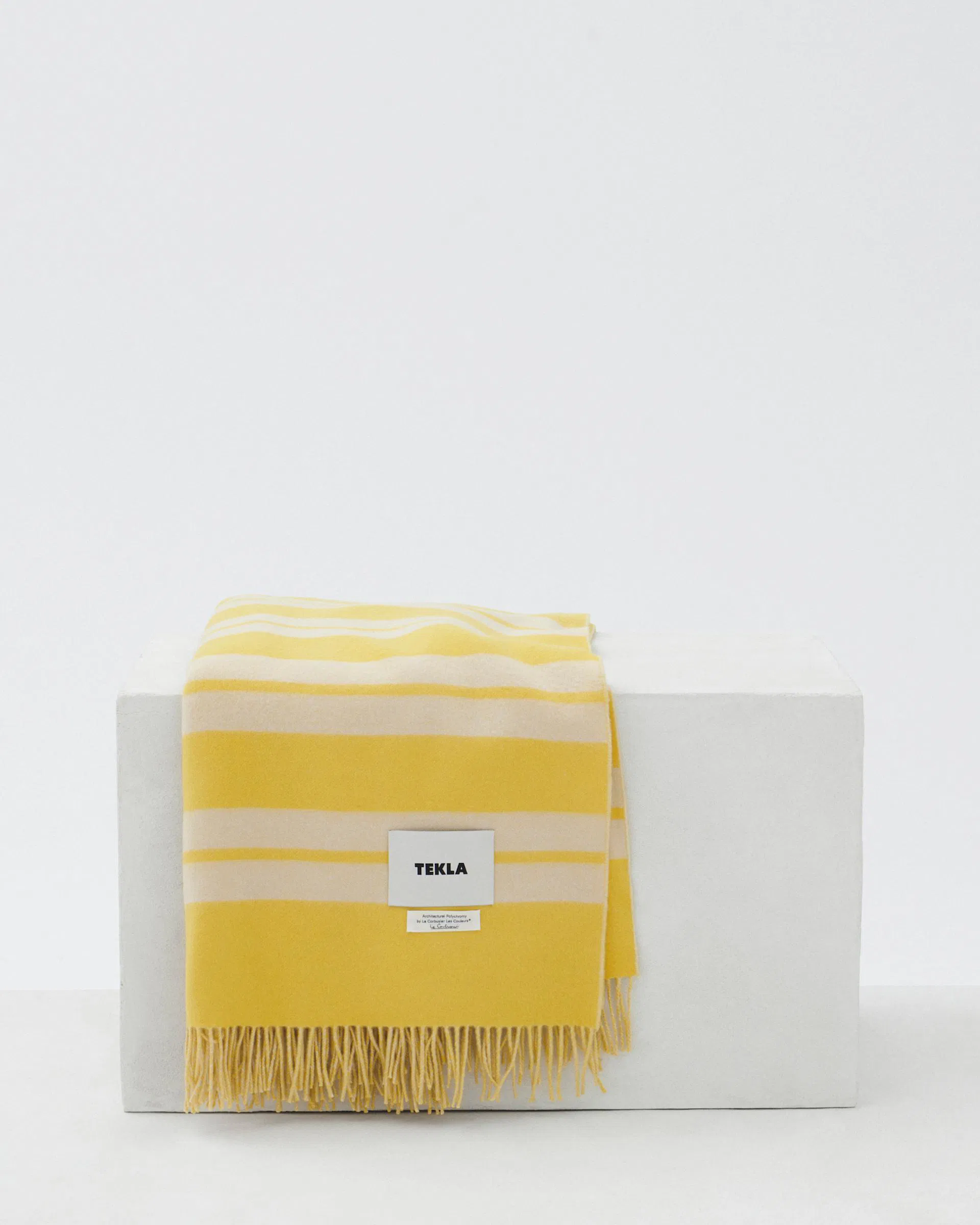 Tekla Fabrics Lambswool blanket – Blanc and Jaune Stripes
