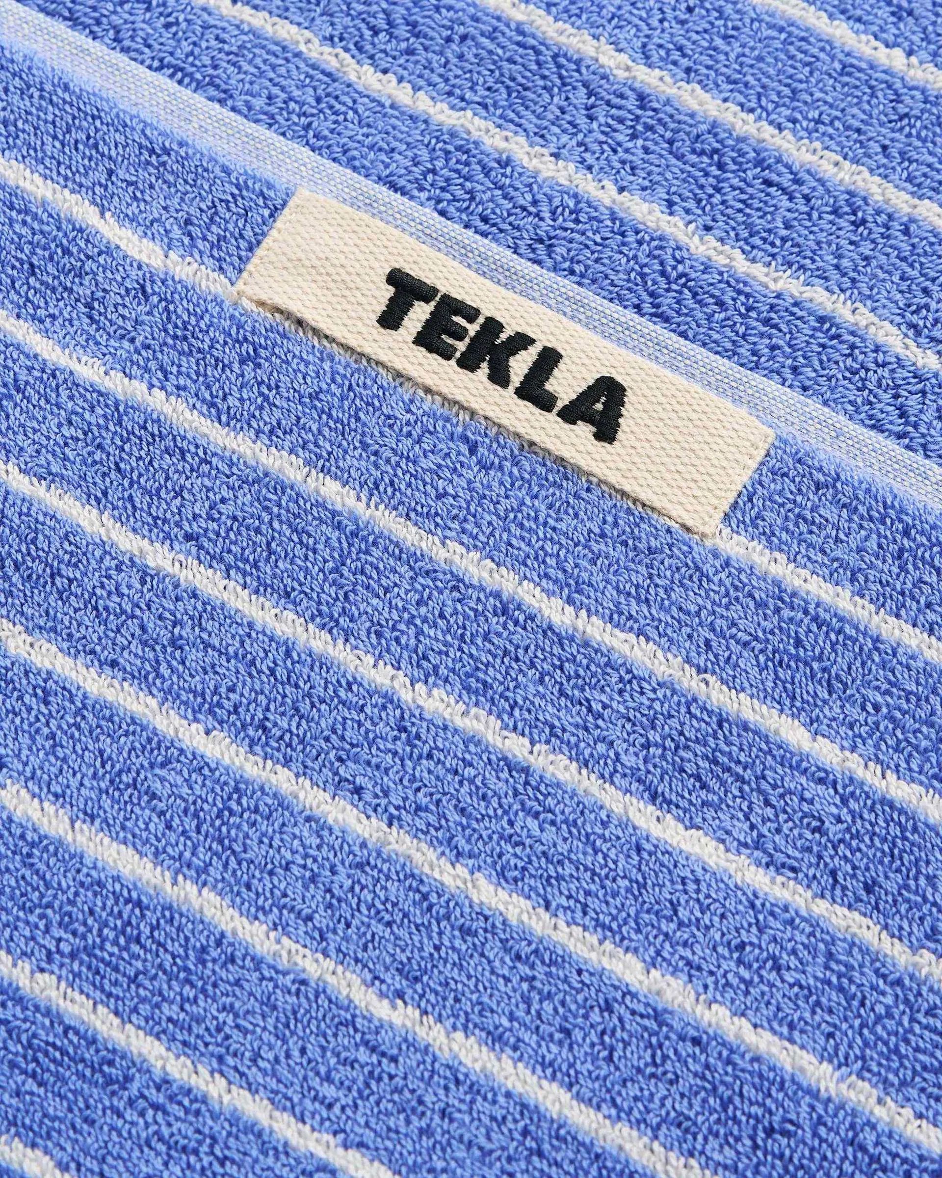 Tekla Fabrics Terry towel – striped – Clear Blue Stripes