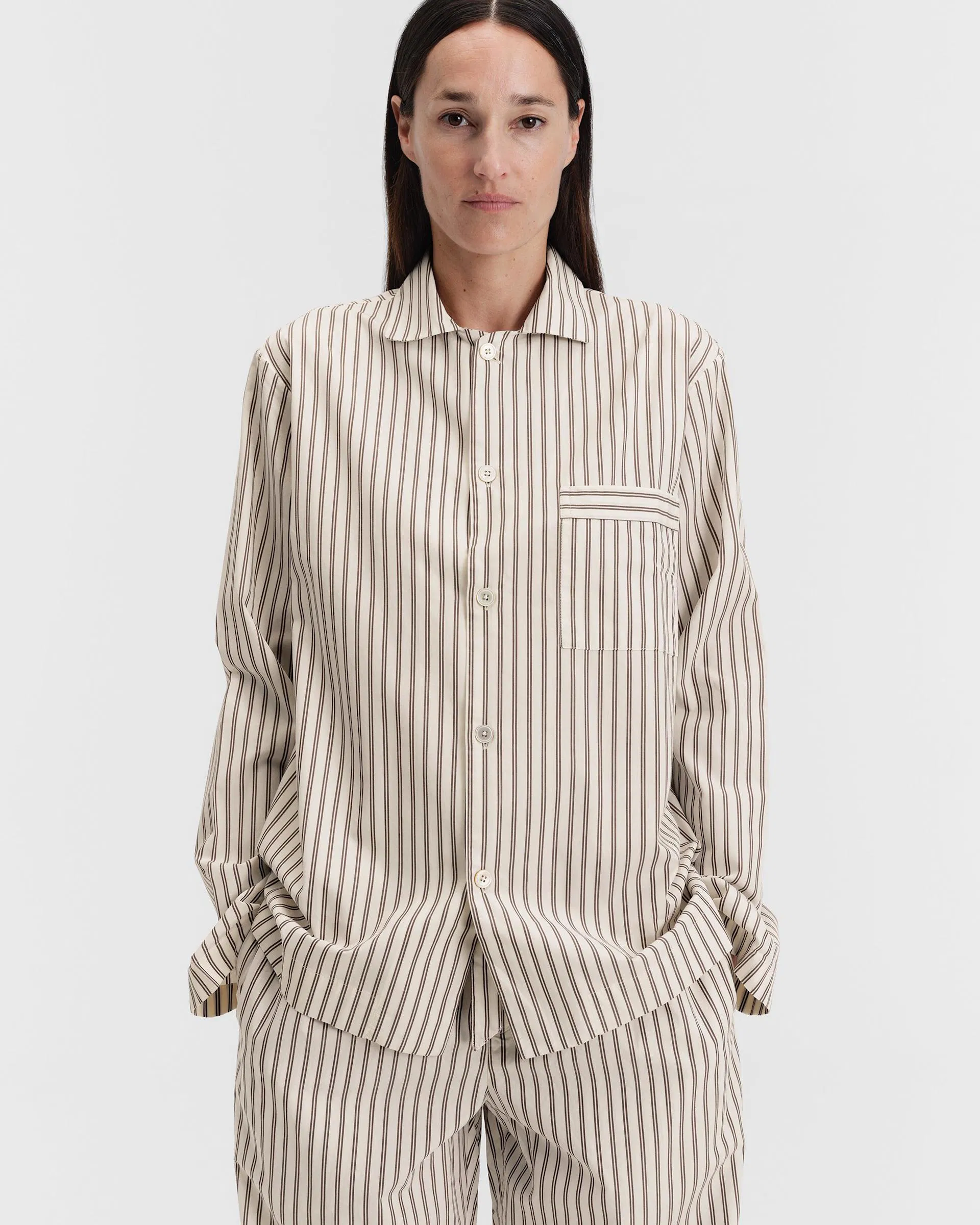 Tekla Fabrics Poplin pyjamas – long-sleeved shirt – Hopper Stripes