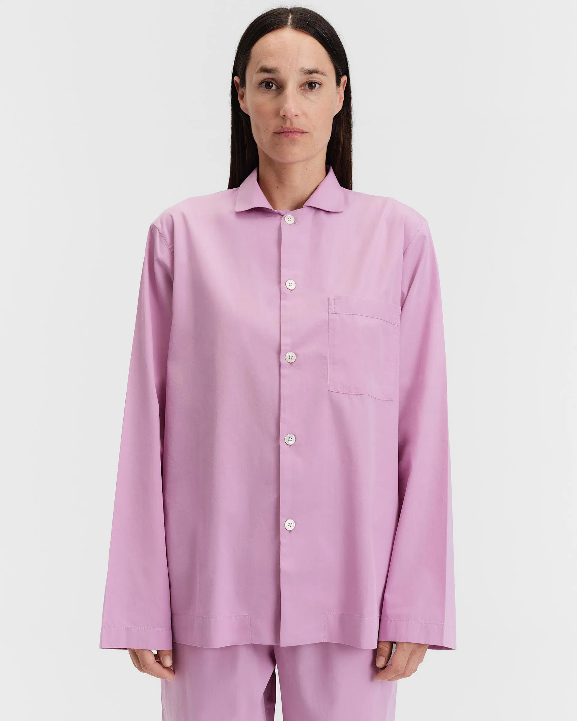 Tekla Fabrics Poplin pyjamas – long-sleeved shirt – Purple Pink