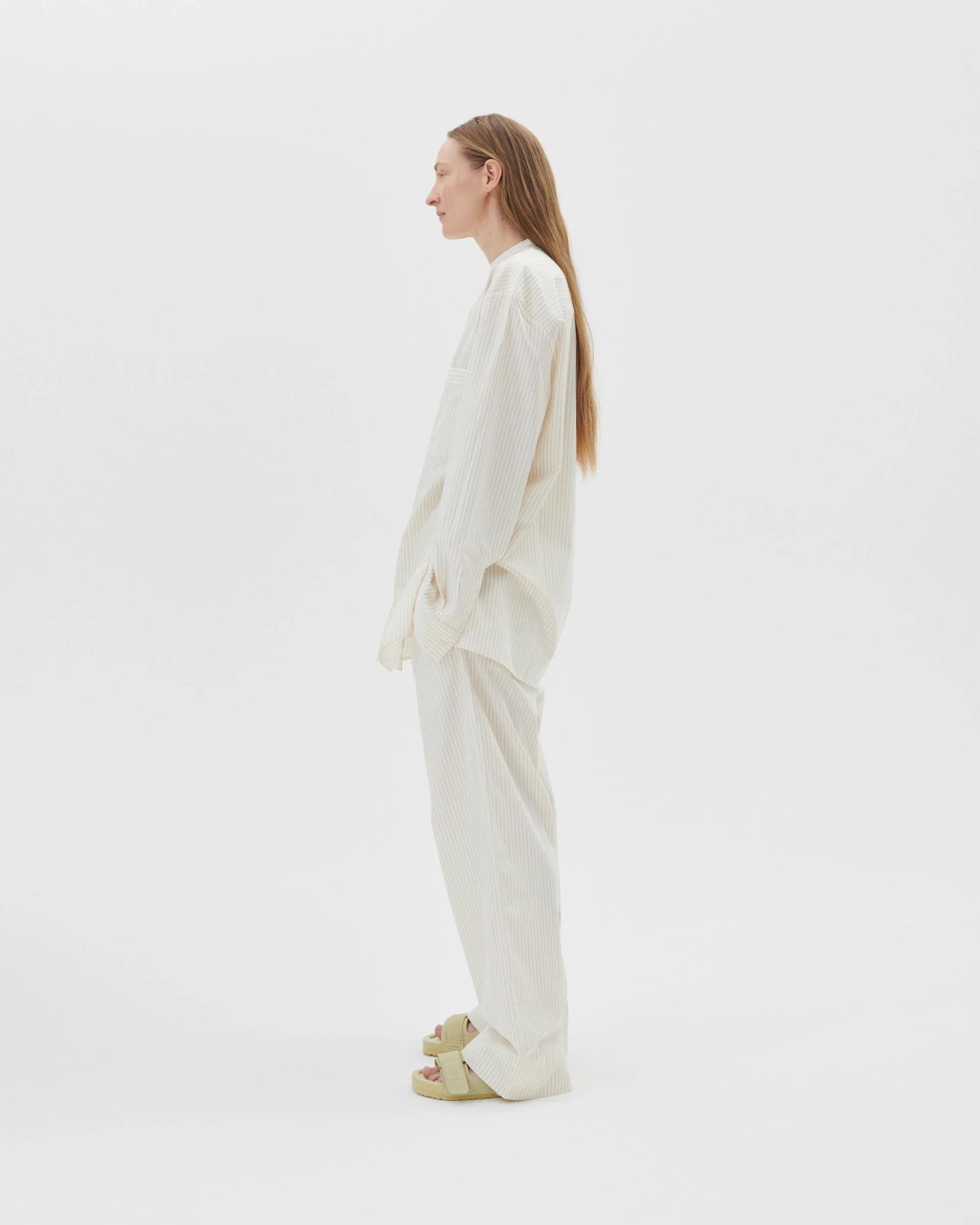 Tekla Fabrics Birkenstock / Tekla Long-sleeved shirt – Wheat Stripes