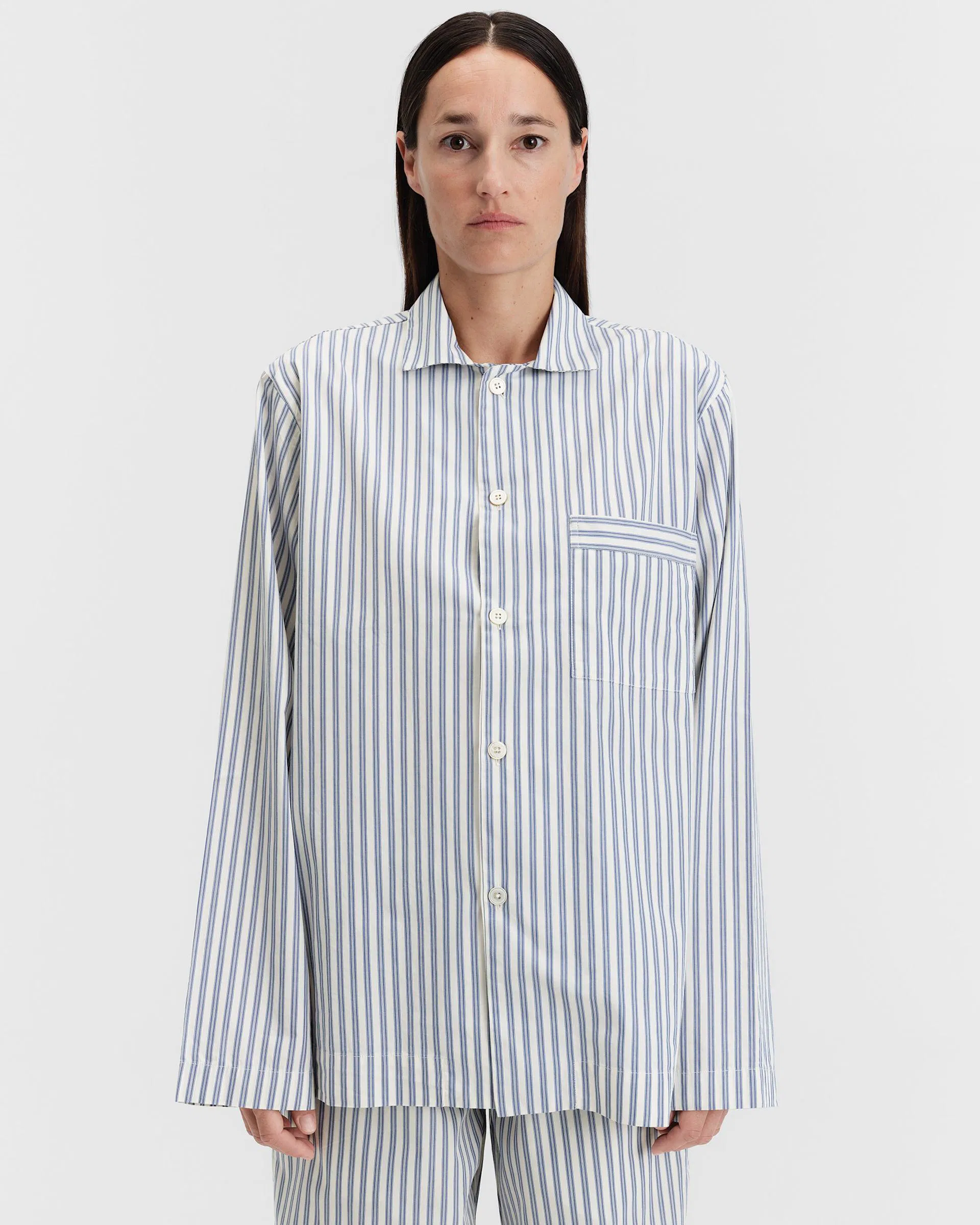 Tekla Fabrics Poplin pyjamas – long-sleeved shirt – Skagen Stripes