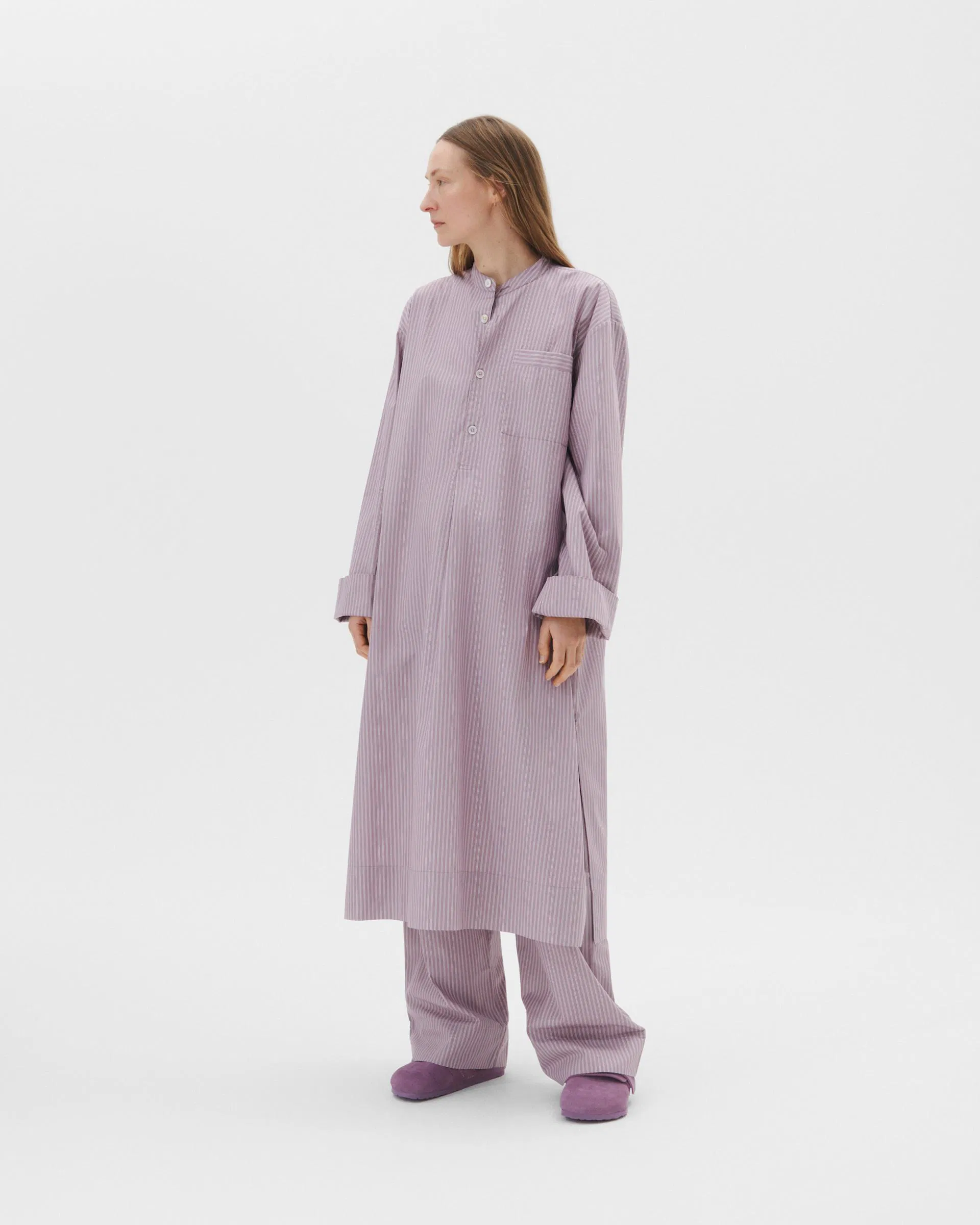 Tekla Fabrics Birkenstock / Tekla Kaftan – Mauve Stripes