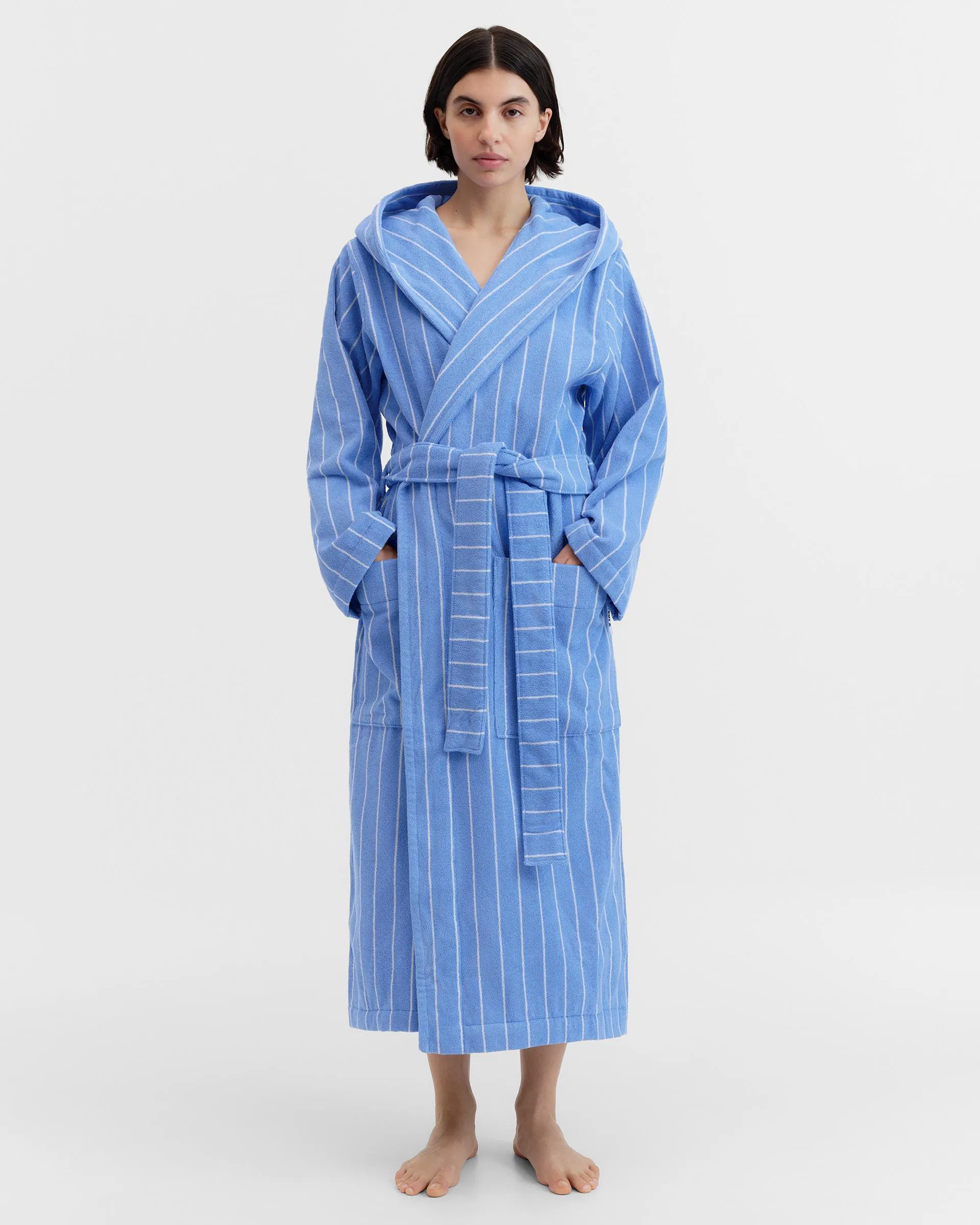 Tekla Fabrics Hooded Bathrobe - Striped - Marseille