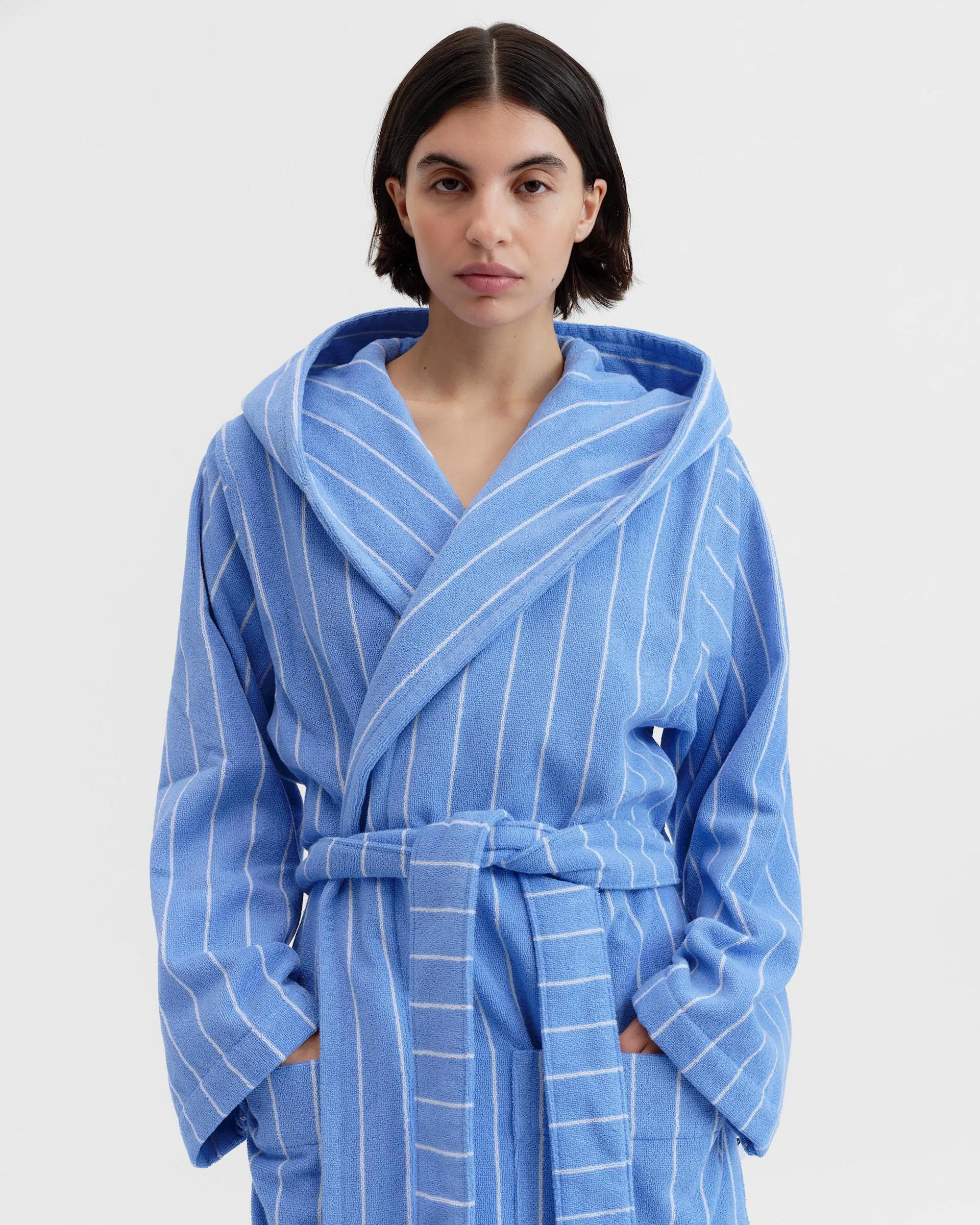 Tekla Fabrics Hooded Bathrobe - Striped - Marseille