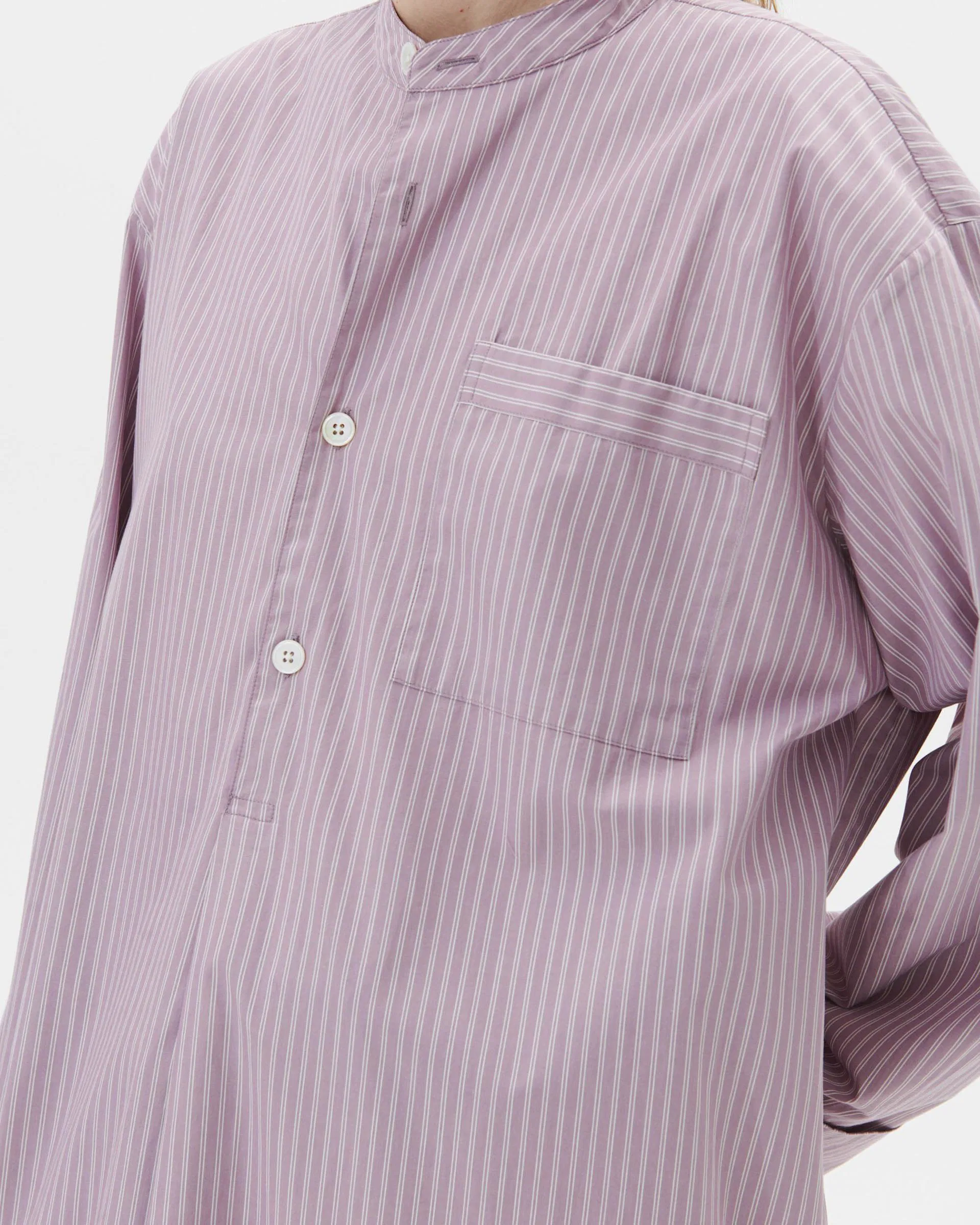 Tekla Fabrics Birkenstock / Tekla Long-sleeved shirt – Mauve Stripes
