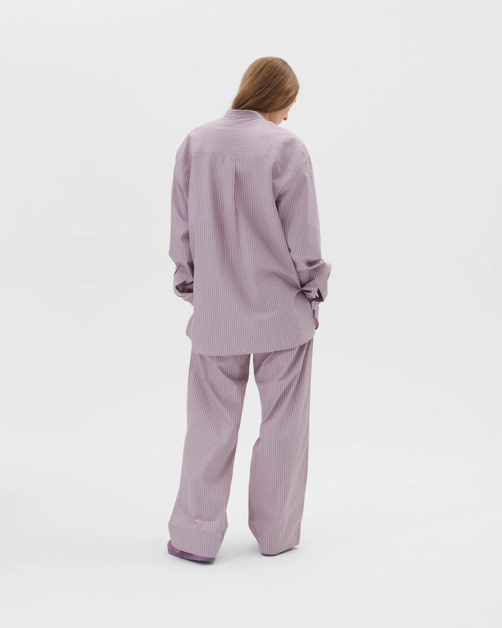 Tekla Fabrics Birkenstock / Tekla Long-sleeved shirt – Mauve Stripes