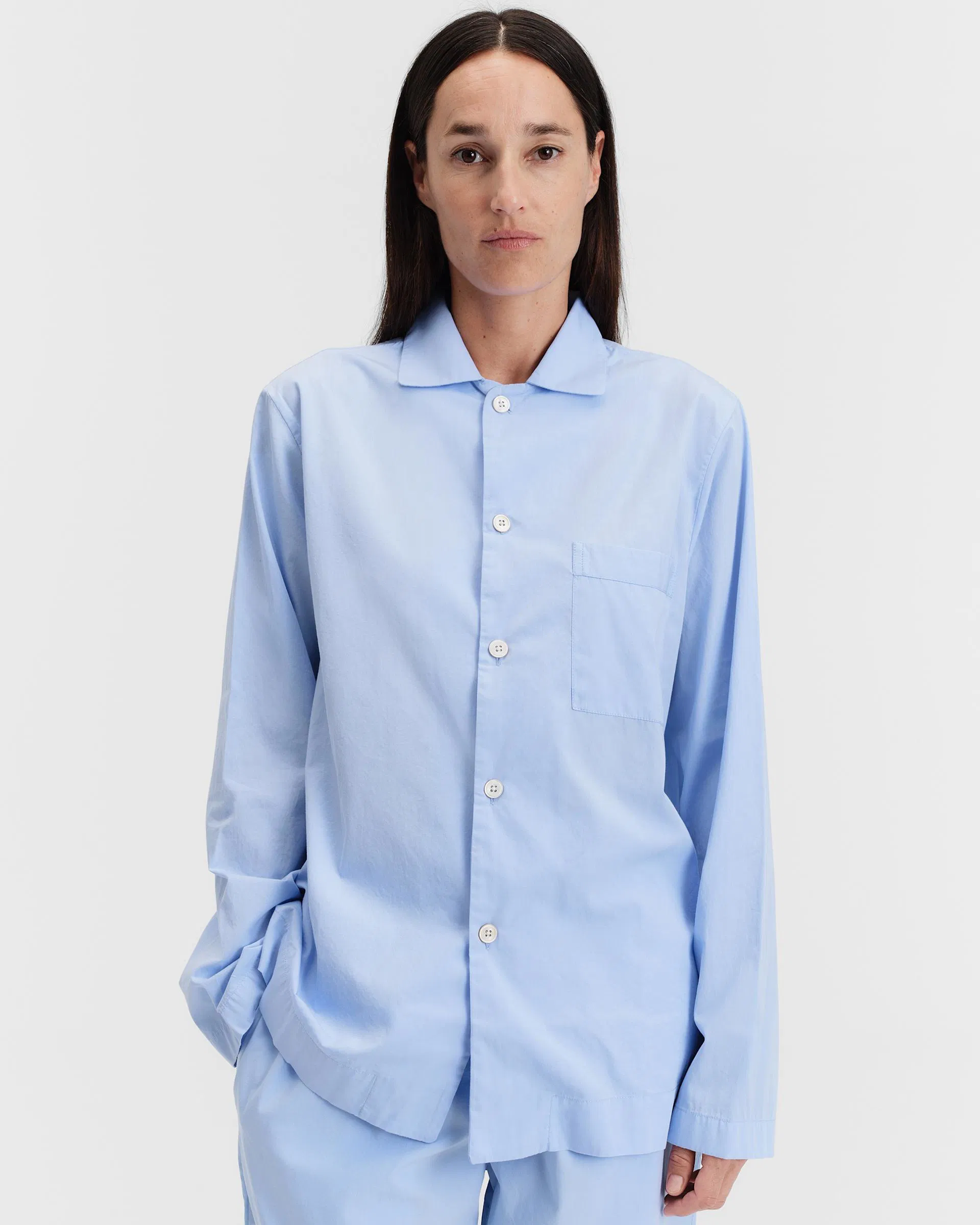 Tekla Fabrics Poplin pyjamas – long-sleeved shirt – Shirt Blue