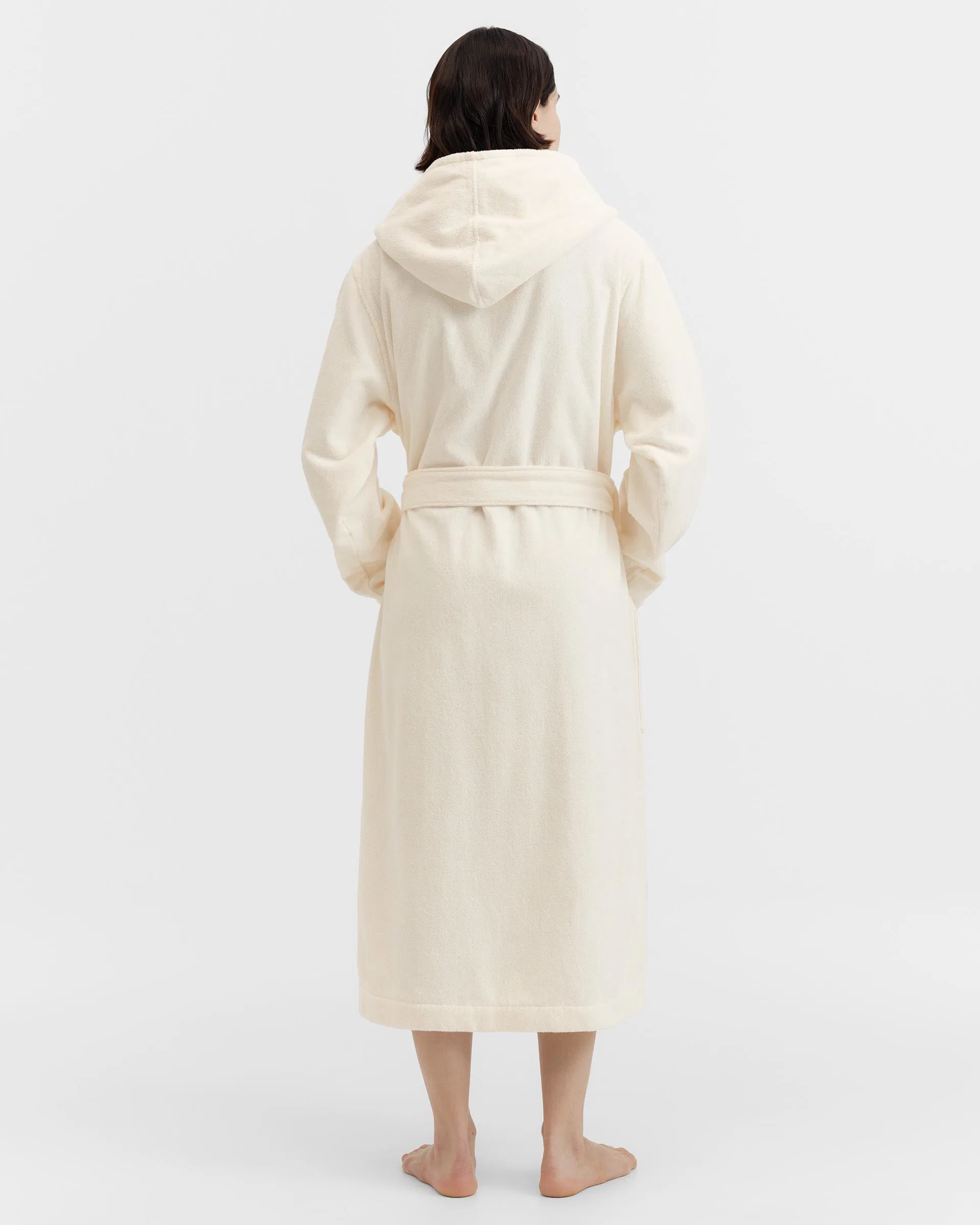 Tekla Fabrics Hooded bathrobe – solid – Ivory