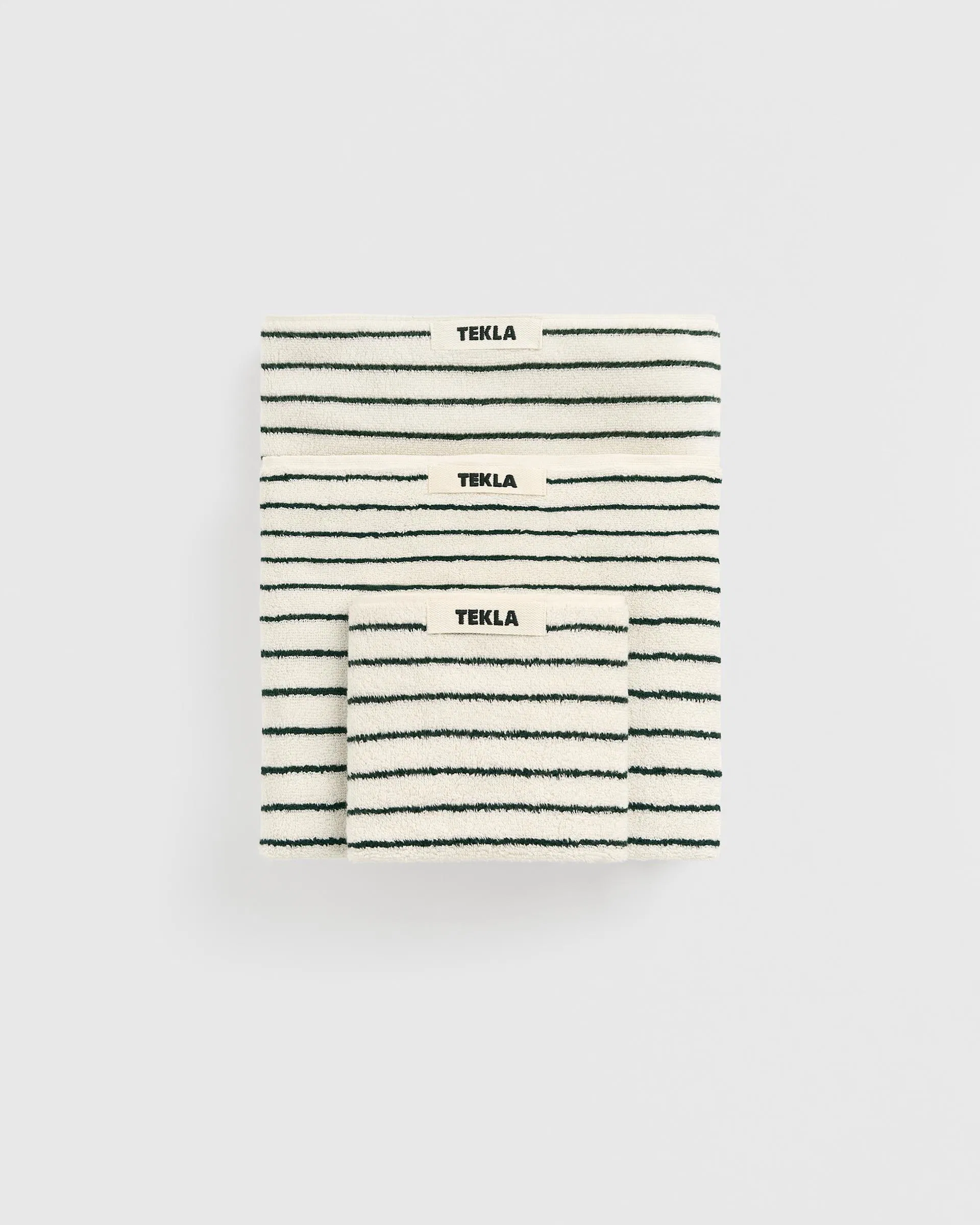 Tekla Fabrics Terry towel – striped – Racing Green Stripes