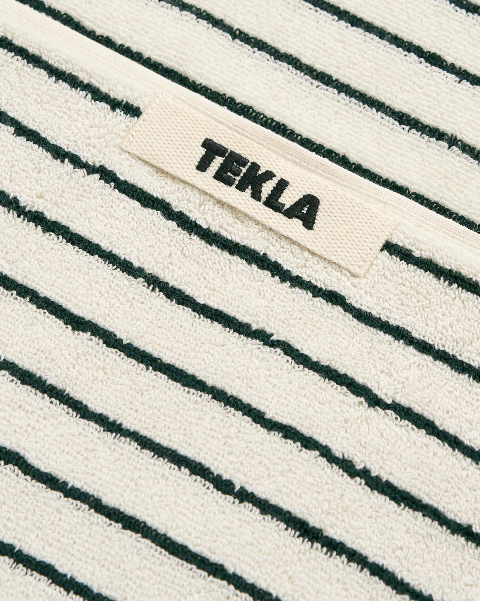 Tekla Fabrics Terry towel – striped – Racing Green Stripes