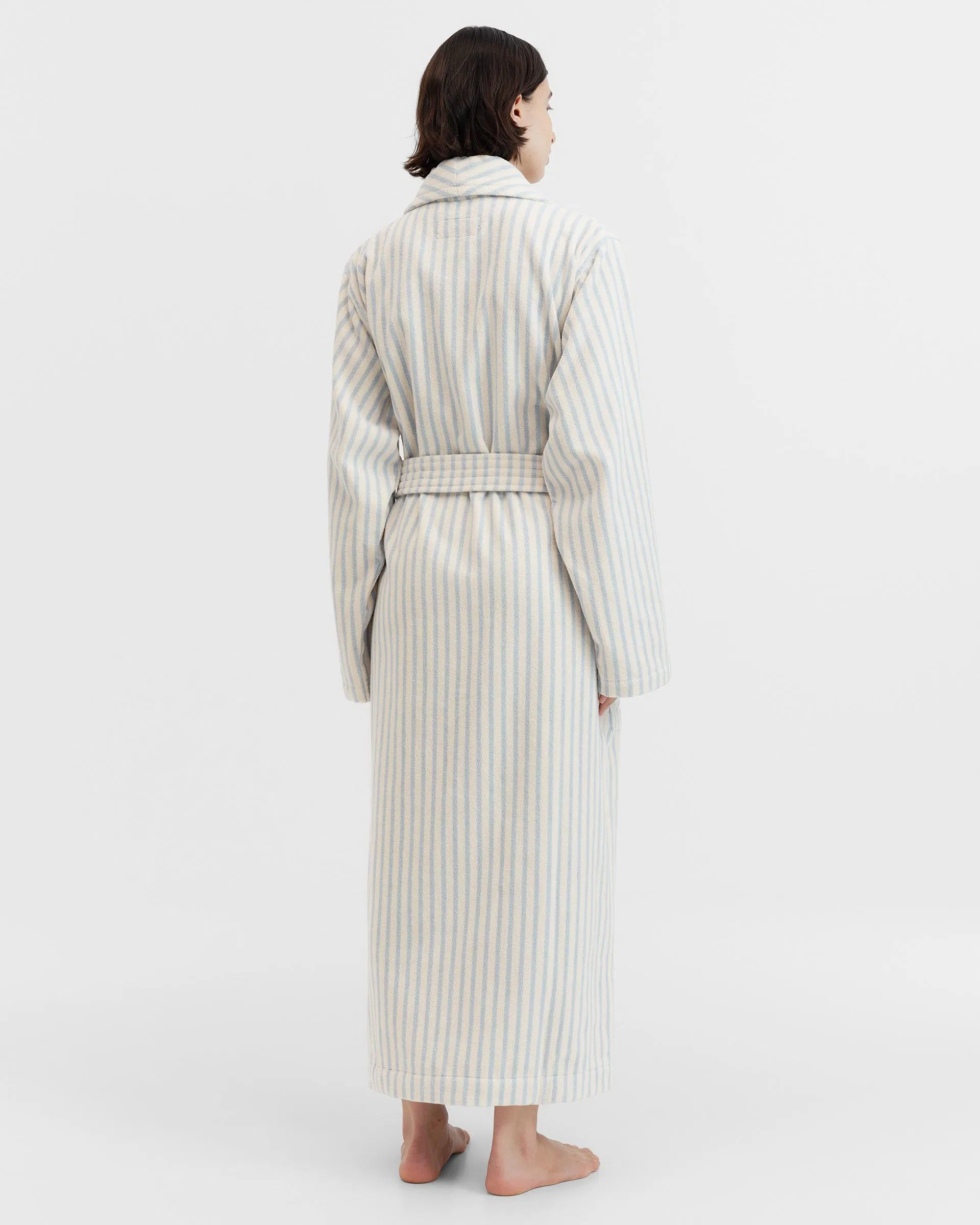 Tekla Fabrics Classic Bathrobe - Striped - Soft Blue Stripes