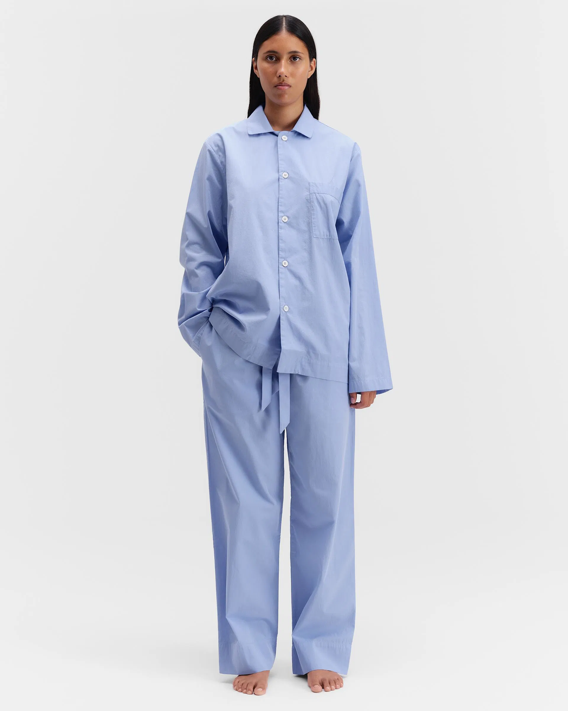 Tekla Fabrics Poplin pyjamas – pants – Cornflower Blue