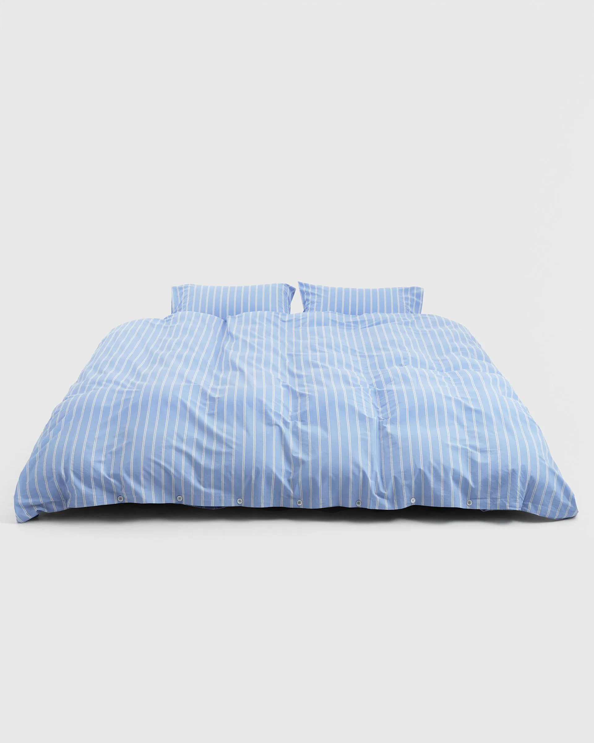 Tekla Fabrics Percale Duvet Cover - Island Blue Stripes