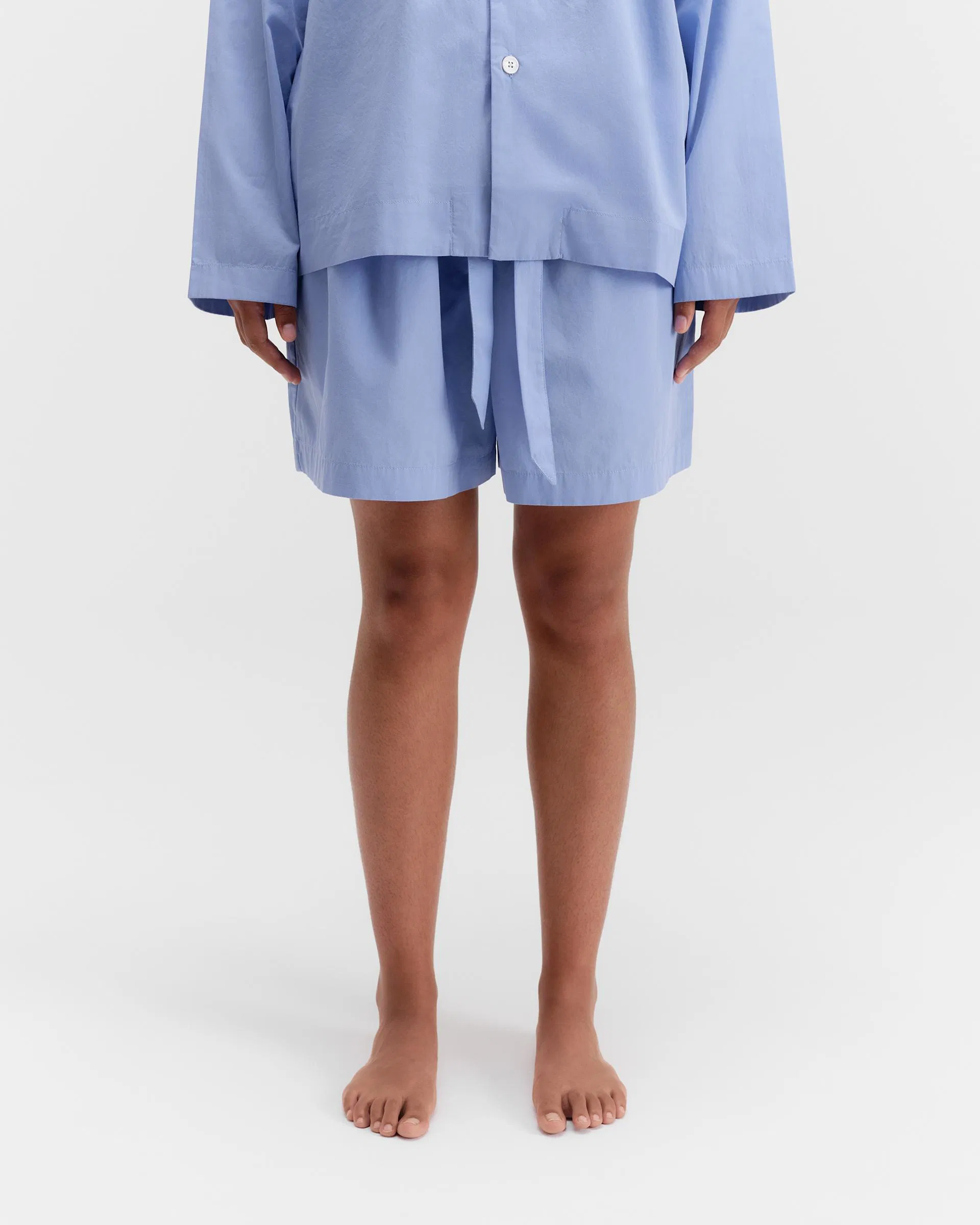 Tekla Fabrics Poplin pyjamas – shorts – Cornflower Blue
