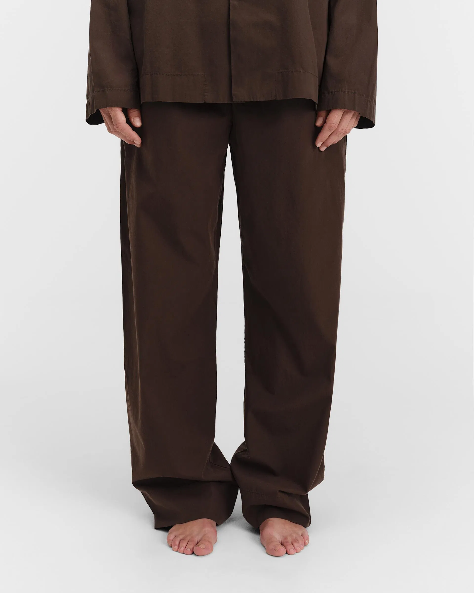 Tekla Fabrics Poplin pyjamas – pants – Coffee