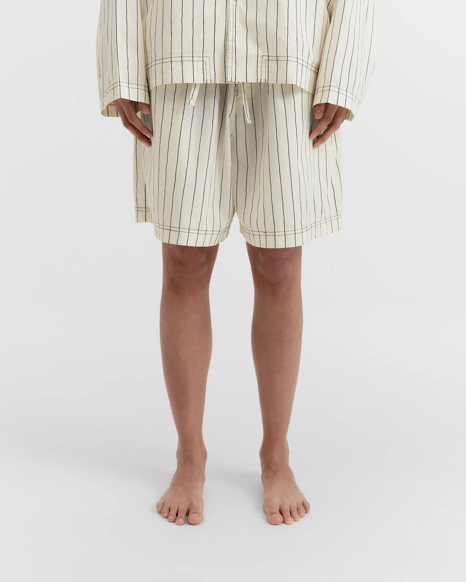 Tekla Fabrics Poplin pyjamas – shorts – Hand Drawn Stripes