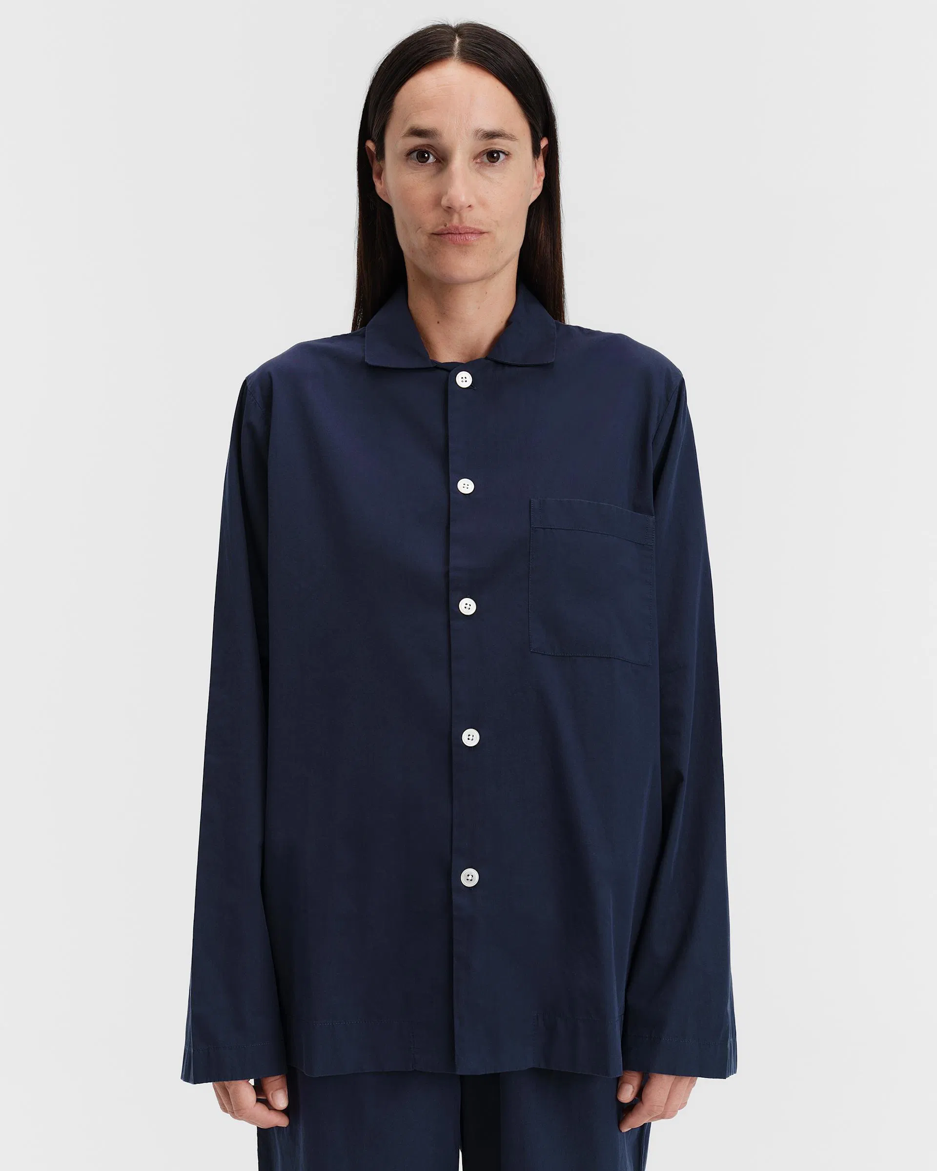 Tekla Fabrics Poplin pyjamas – long-sleeved shirt – True Navy