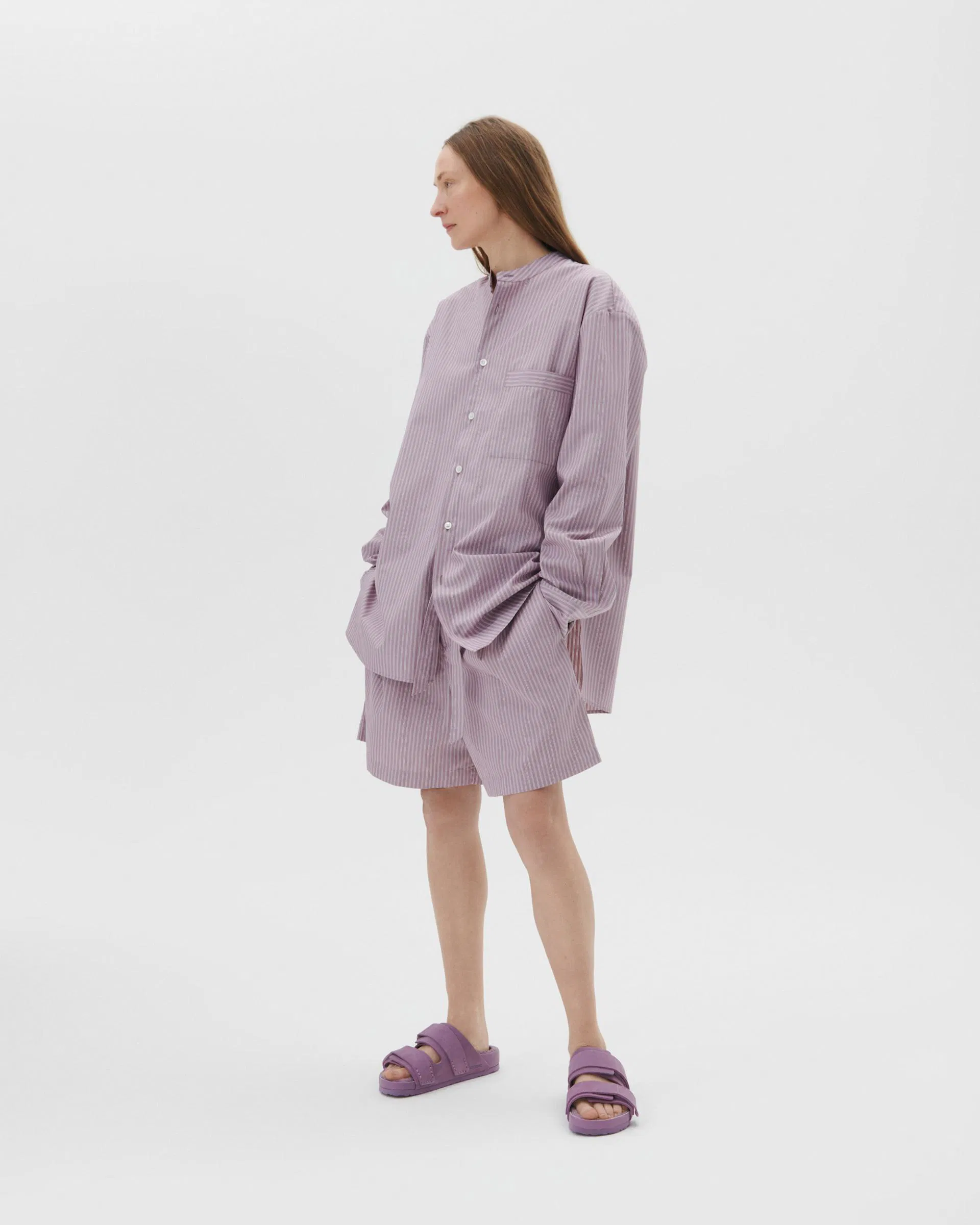 Tekla Fabrics Birkenstock / Tekla Shorts – Mauve Stripes