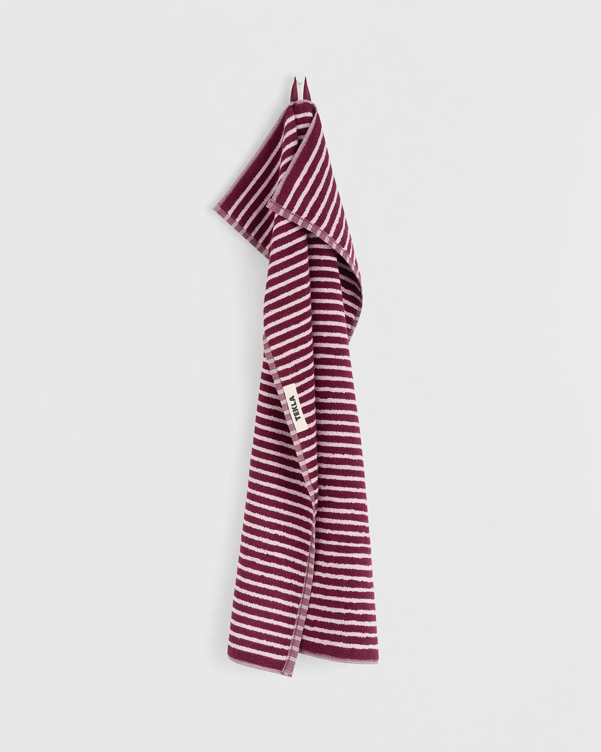 Tekla Fabrics Terry towel – striped – Red and Rose