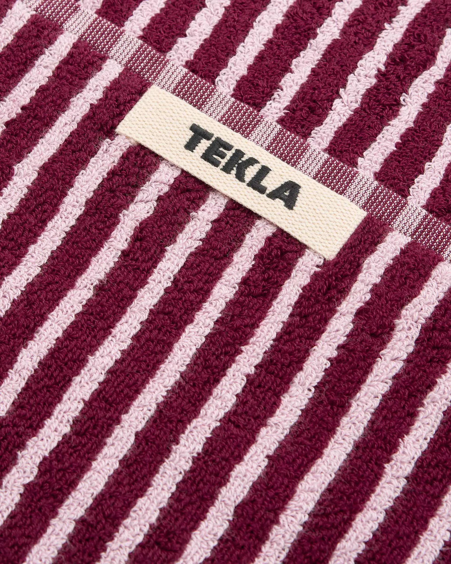 Tekla Fabrics Terry towel – striped – Red and Rose