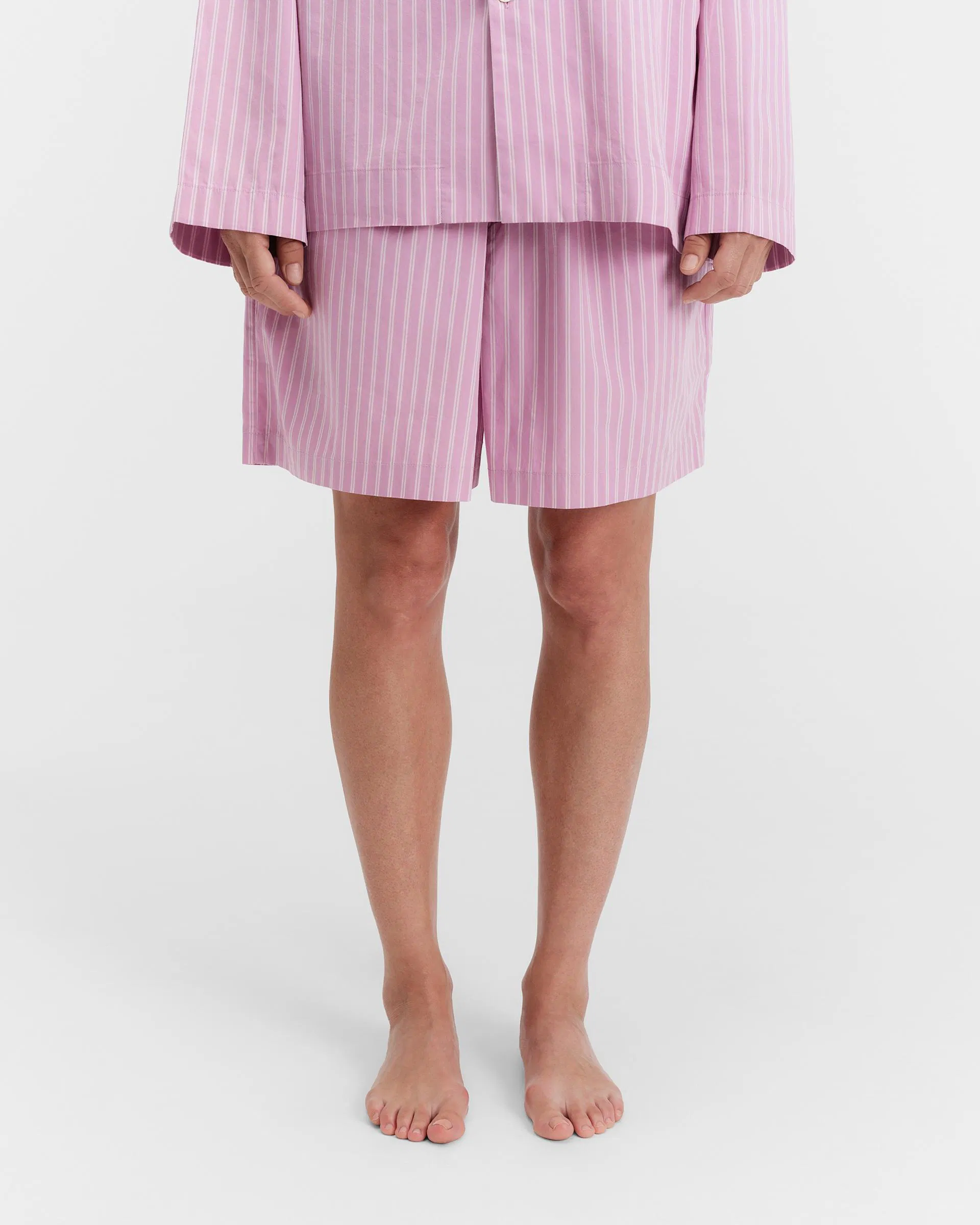 Tekla Fabrics Poplin pyjamas – shorts – Purple Pink Stripes