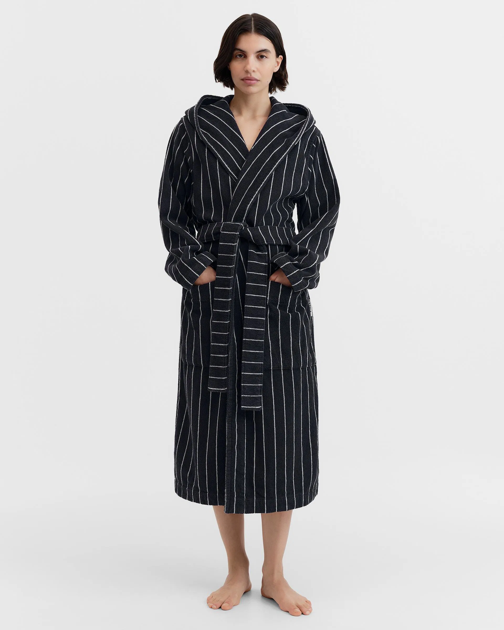 Tekla Fabrics Hooded Bathrobe - Striped - Antwerp
