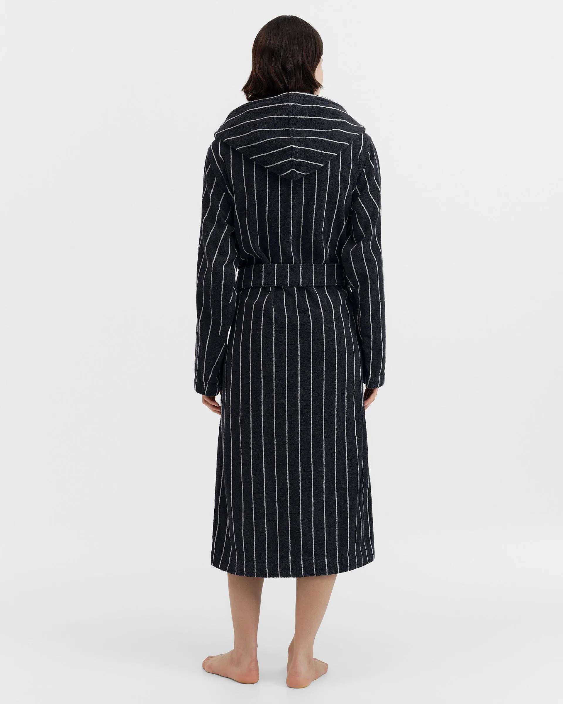 Tekla Fabrics Hooded Bathrobe - Striped - Antwerp
