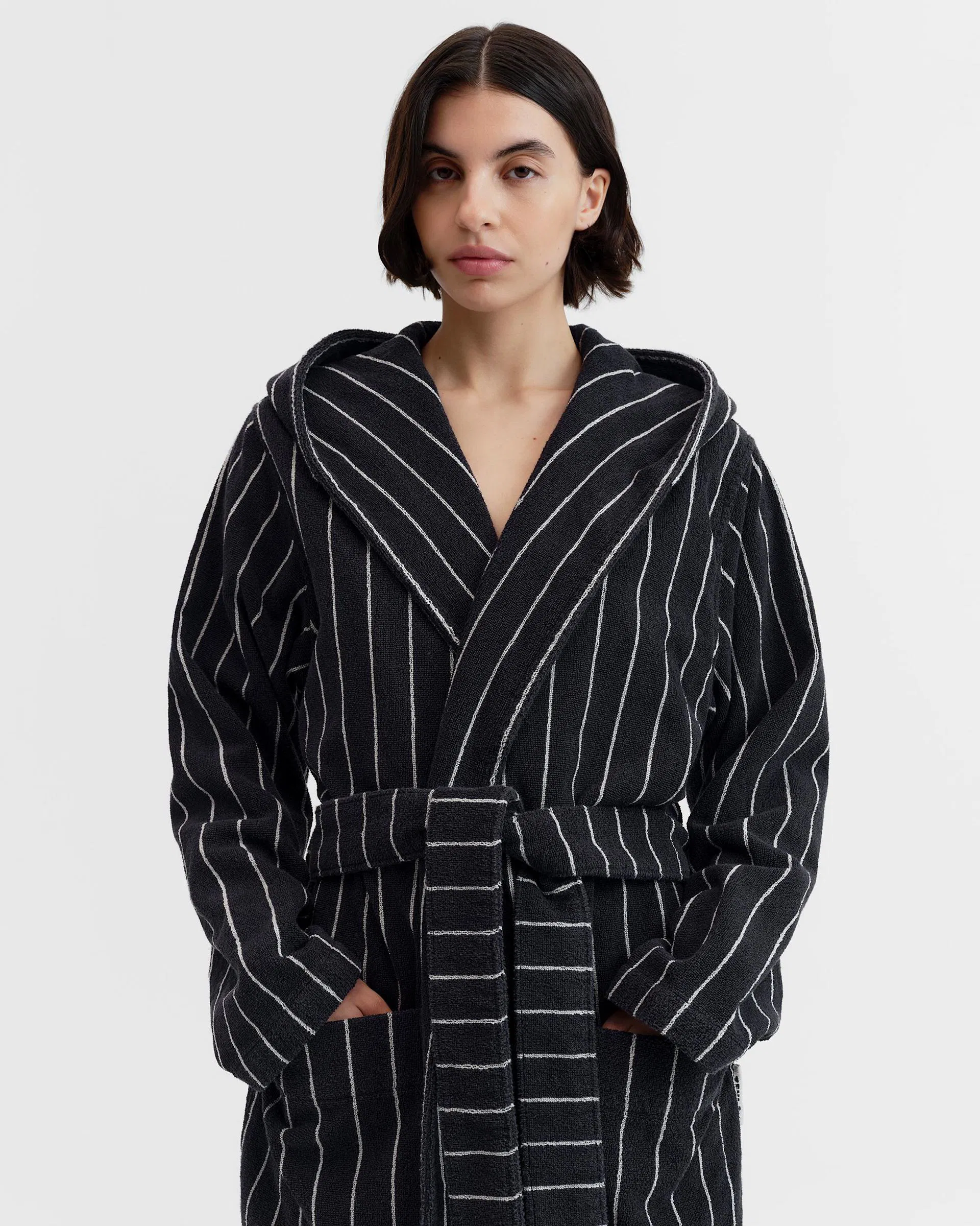 Tekla Fabrics Hooded Bathrobe - Striped - Antwerp